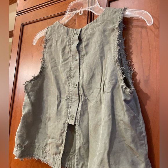 NWOT Cloth and Stone Olive Frayed Tank with Back Detail | Anthropologie Top XS - Picture 8 of 8
